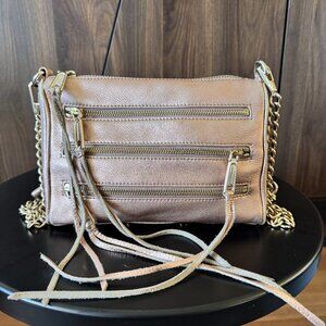 Rebecca Minkoff Leather Mini 5 Zip Leather Crossbody Bag - Rose Gold